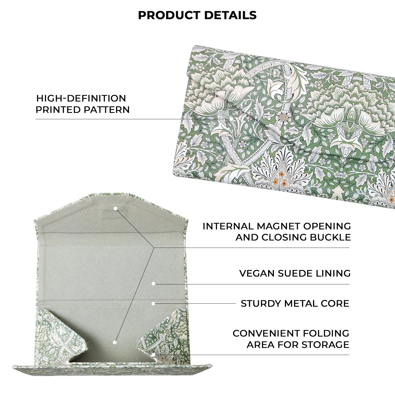 Lodden by William Morris Glasses Case - Vegan Leather Folding Hard Shell Case