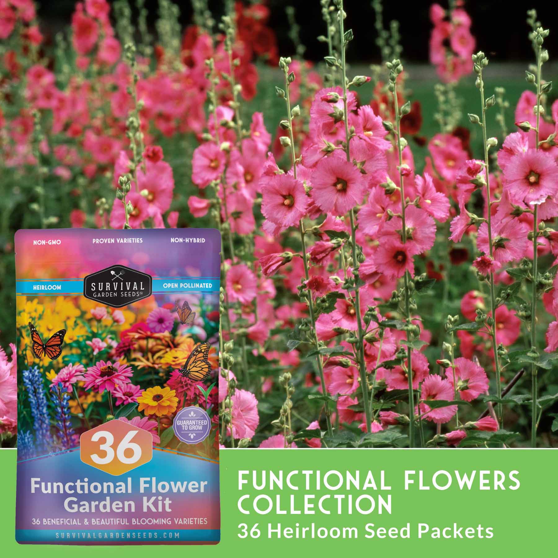 Functional Flower Garden Kit - 36 Seeds for Beauty, Bees & Wellness