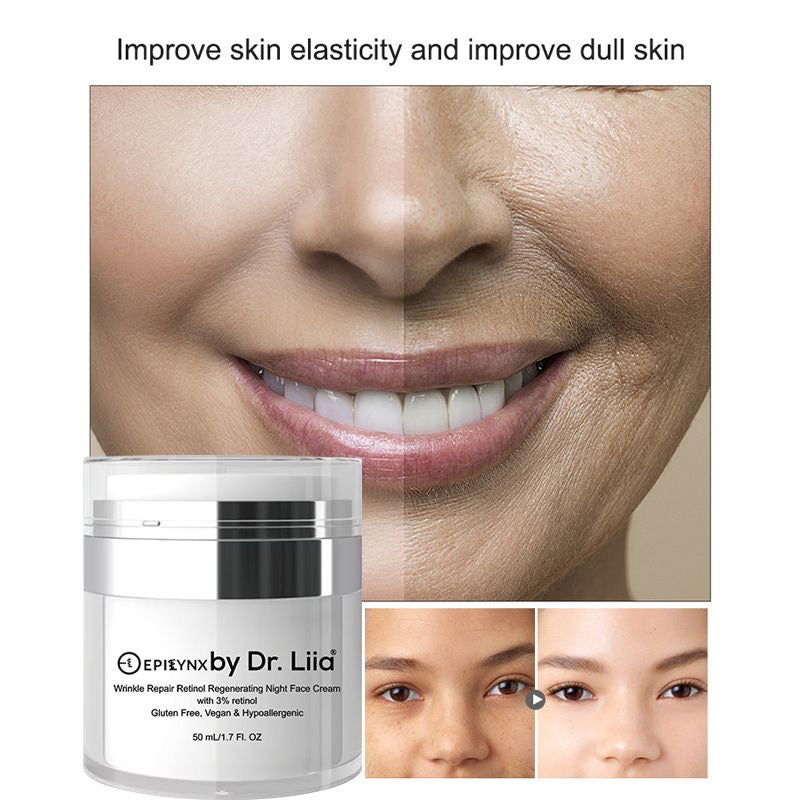 Wrinkle Repair Retinol Night Cream – Vegan, Gluten-Free, Regenerating Anti-Aging Moisturizer