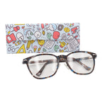 Back to School Print Glasses Case - Vegan Leather Magic Folding Hardcase