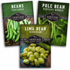 Bean Seed Collection – Contender Bush Beans, Kentucky Wonder Pole Beans & Henderson Lima Beans