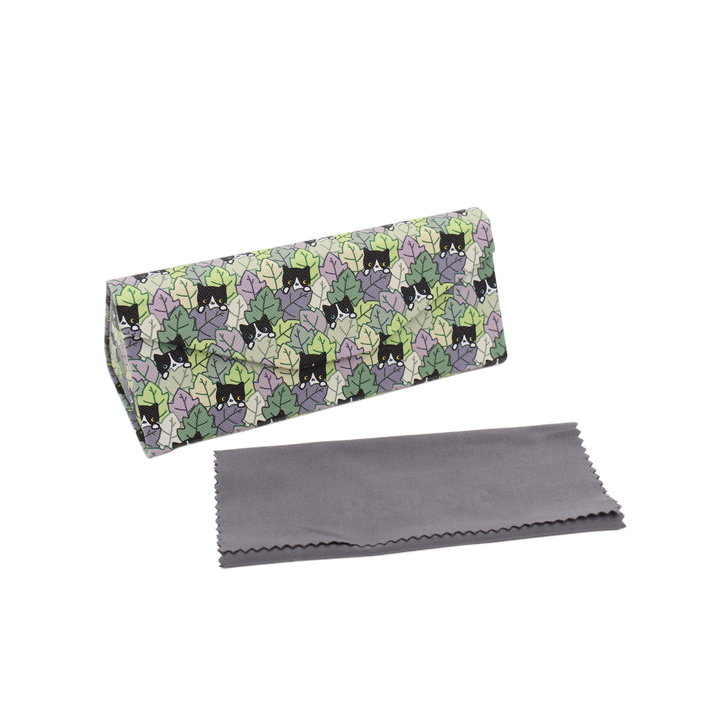 Cat Hide and Seek Print Glasses Case - Vegan Leather Magic Folding Hard Case