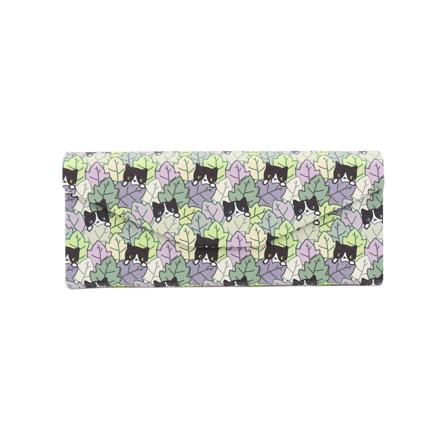 Cat Hide and Seek Print Glasses Case - Vegan Leather Magic Folding Hard Case