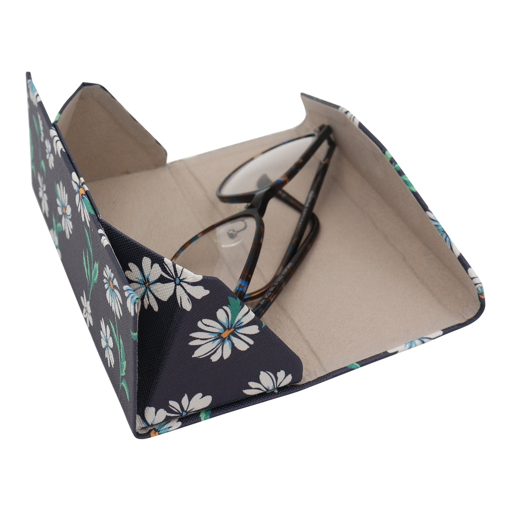 Chamomile Glasses Case - Vegan Leather Flower Eyewear Folding Hard Shell Case
