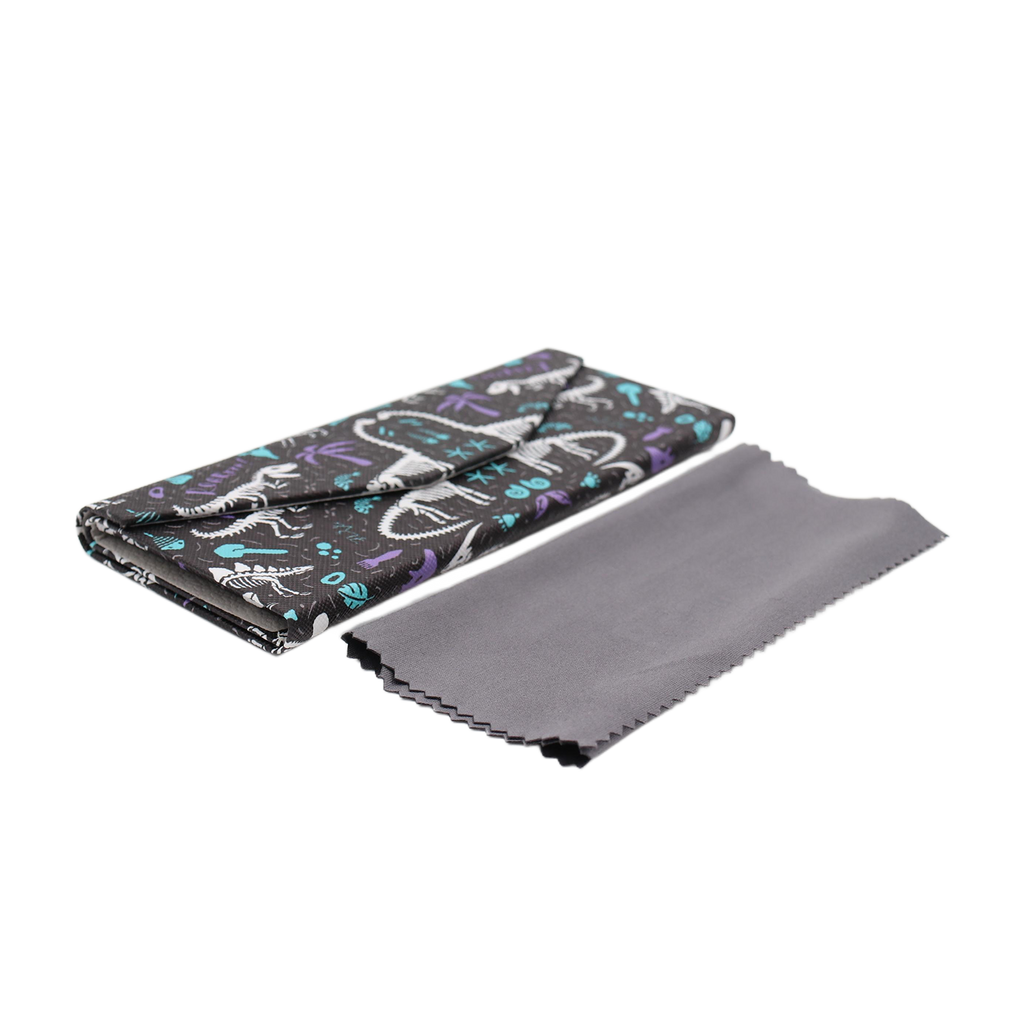 Dinosaur Fossils Print Glasses Case - Vegan Leather Magic Folding Hard Case