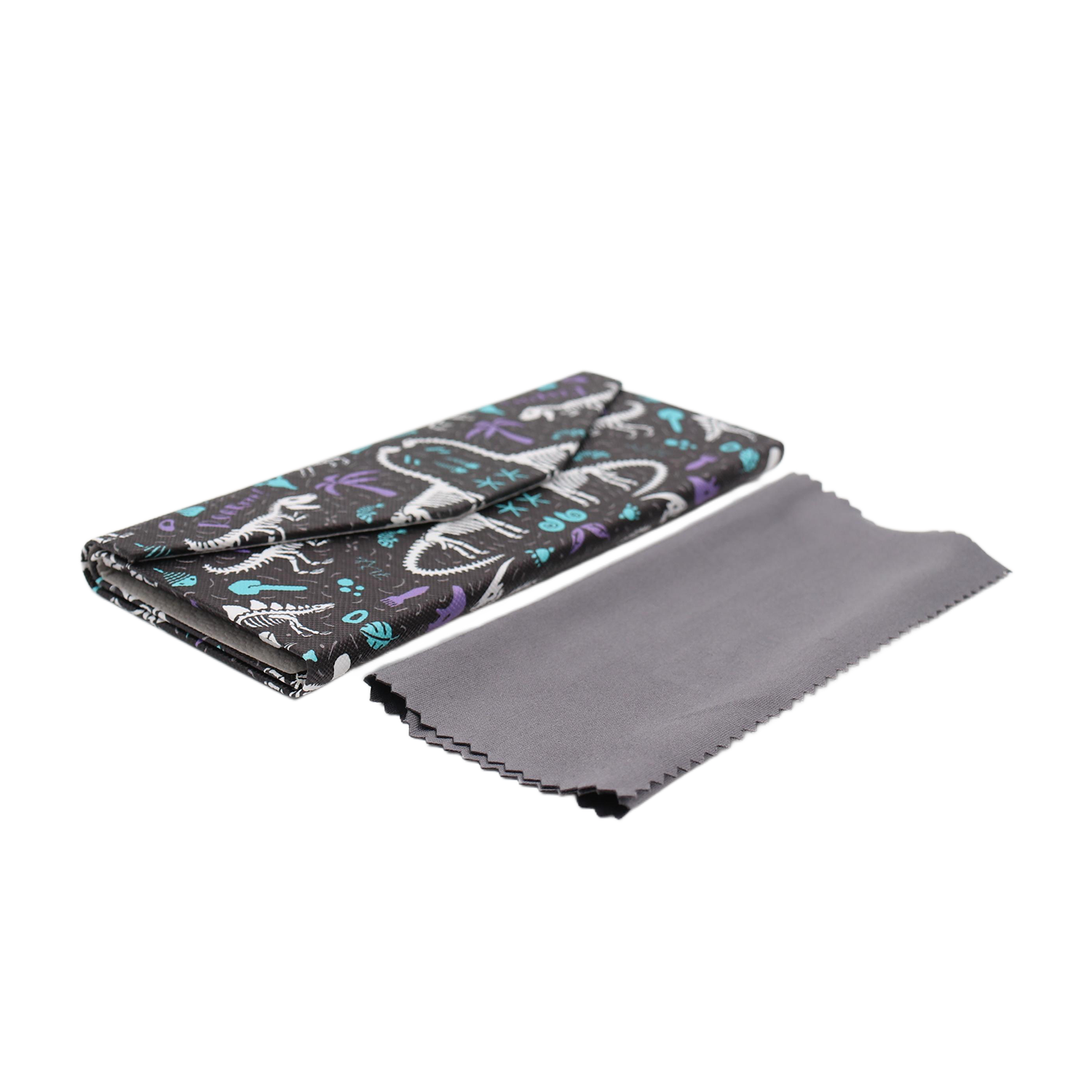 Dinosaur Fossils Print Glasses Case - Vegan Leather Magic Folding Hard Case