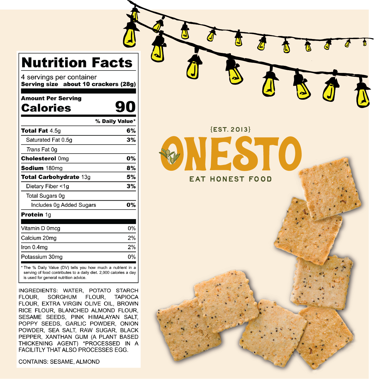 Onesto Gluten-Free Everything Crackers