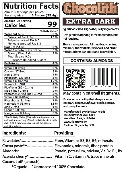 Chocolith® - Extra-Dark Almonds (7.2 oz) - Vegan, Gluten-Free, Paleo, 0g refined carbs.