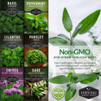 Indoor Herb Garden Hydroponic Seeds Collection – 6 Heirloom Non-GMO Culinary Herbs (Peppermint, Parsley, Cilantro, Basil, Chives & Sage) for Countertop, Tower & Year-Round Growing