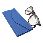 Navy Solid Color Glasses Case - Vegan Leather Magic Folding Hardcase