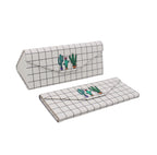 Grid Cactus Print Glasses Case - Vegan Leather Magic Folding Hardcase