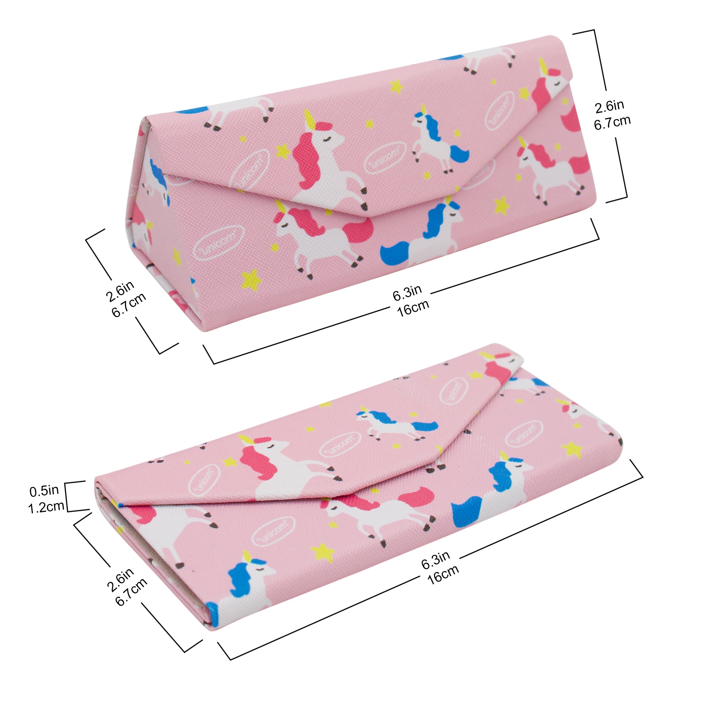 Unicorn Print Glasses Case - Vegan Leather Magic Folding Hardcase