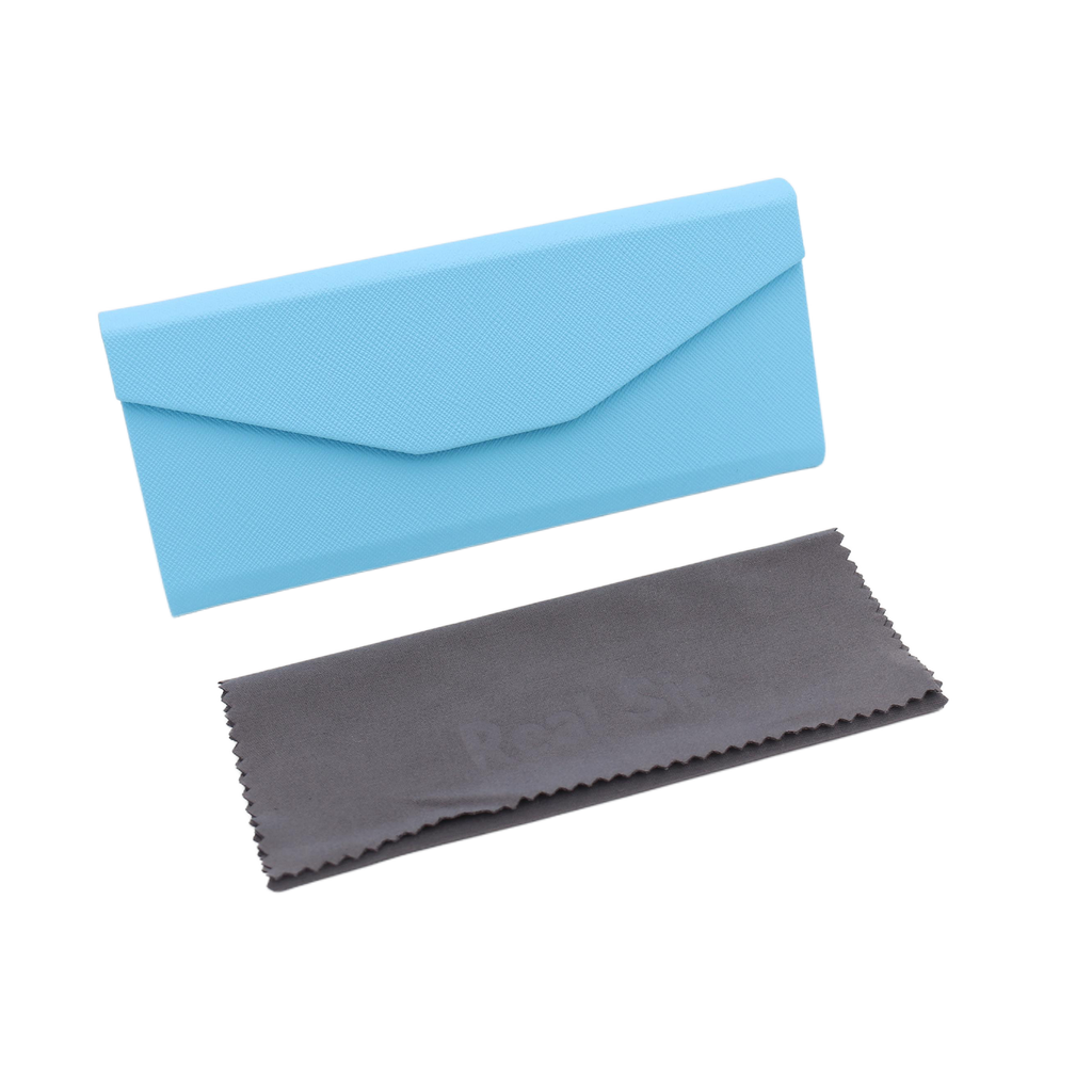 Powder Blue Solid Color Glasses Case - Vegan Leather Magic Folding Hardcase