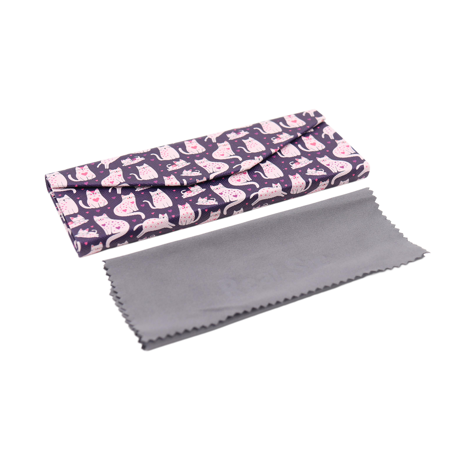 Lovely Cat Print Glasses Case - Vegan Leather Magic Folding Hard Case