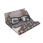 Pirate Skully / Jolly Roger Print Glasses Case - Vegan Leather Magic Folding Hard Case