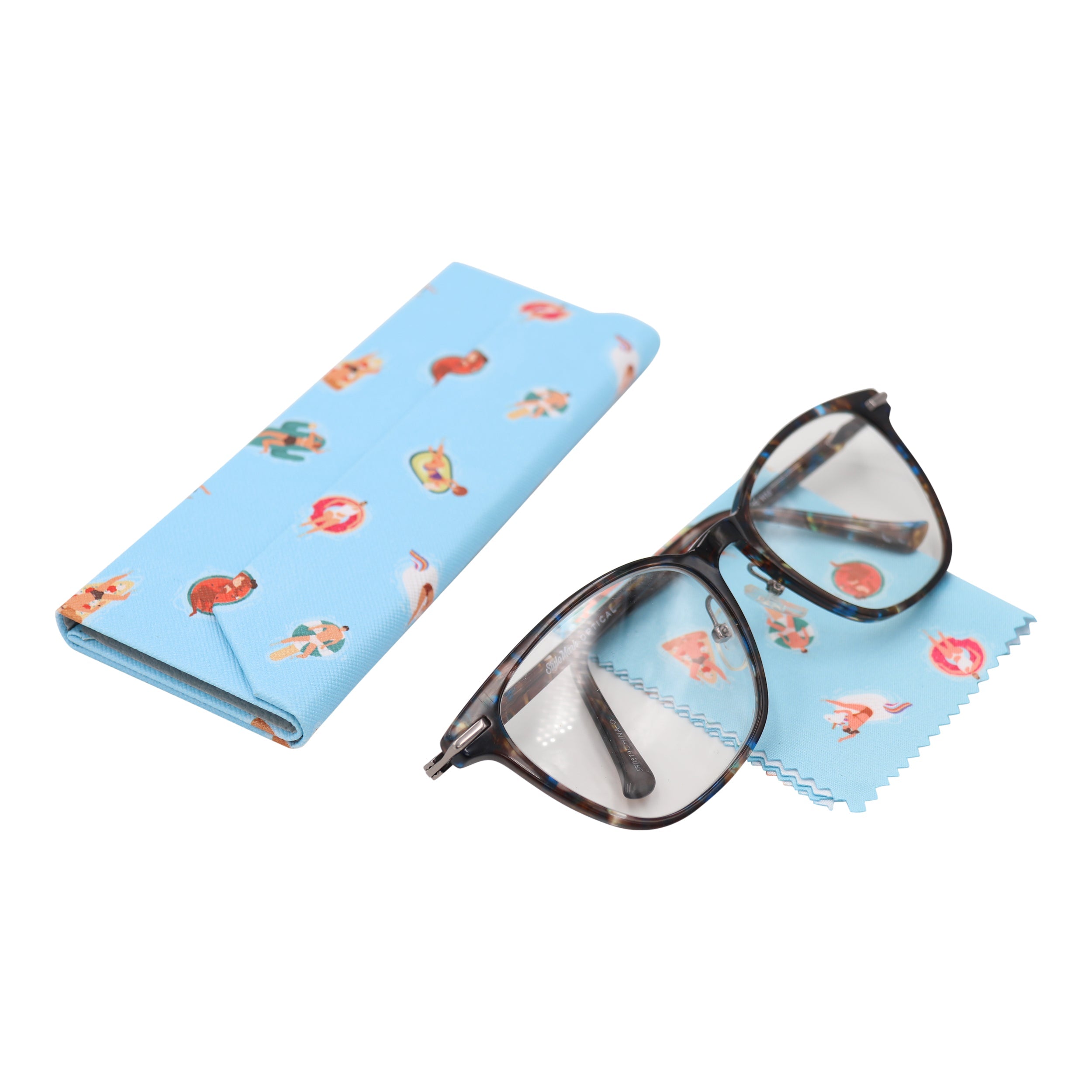 Pool Time Print Glasses Case - Vegan Leather Magic Folding Hardcase