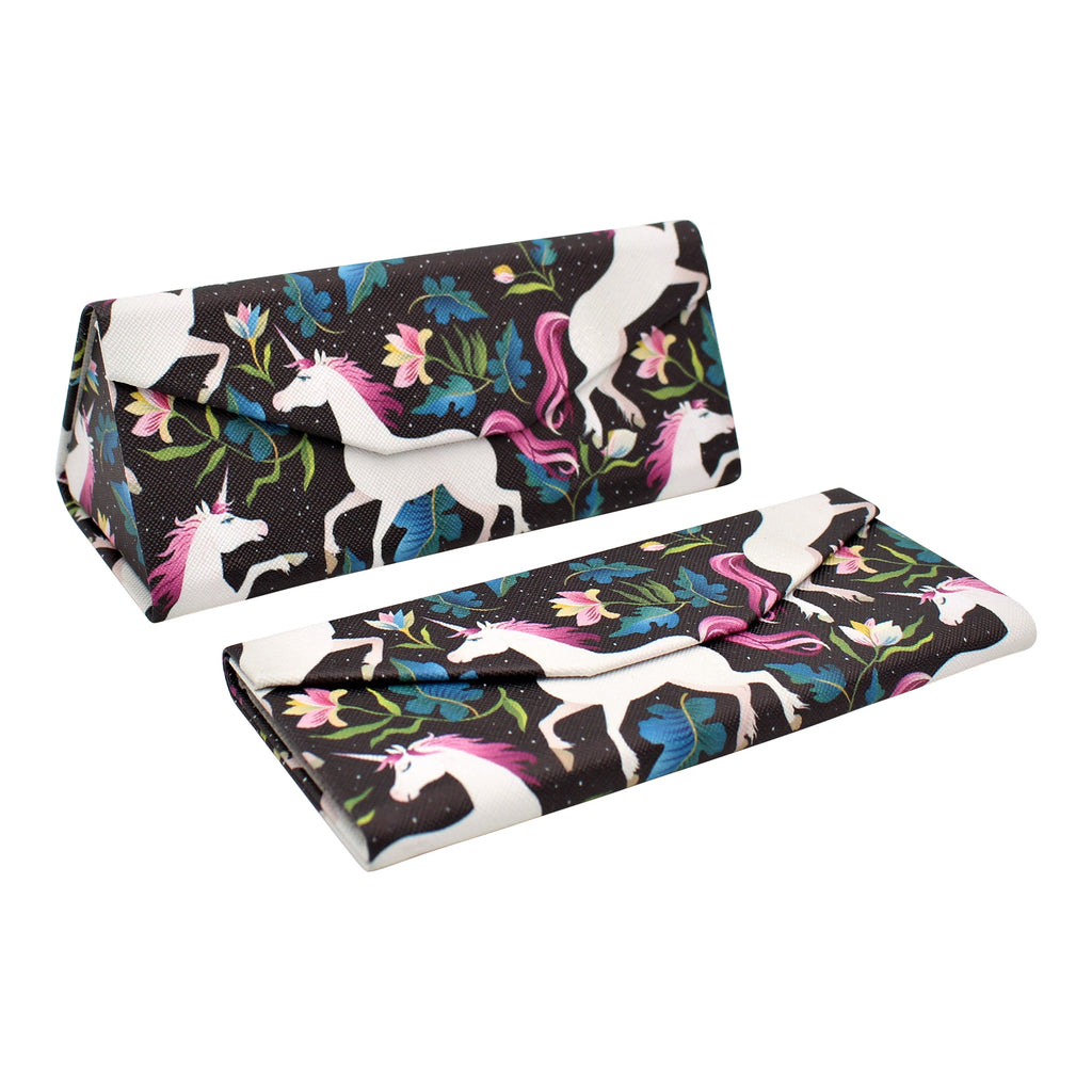 Unicorn Print Glasses Case - Vegan Leather Magic Folding Hardcase
