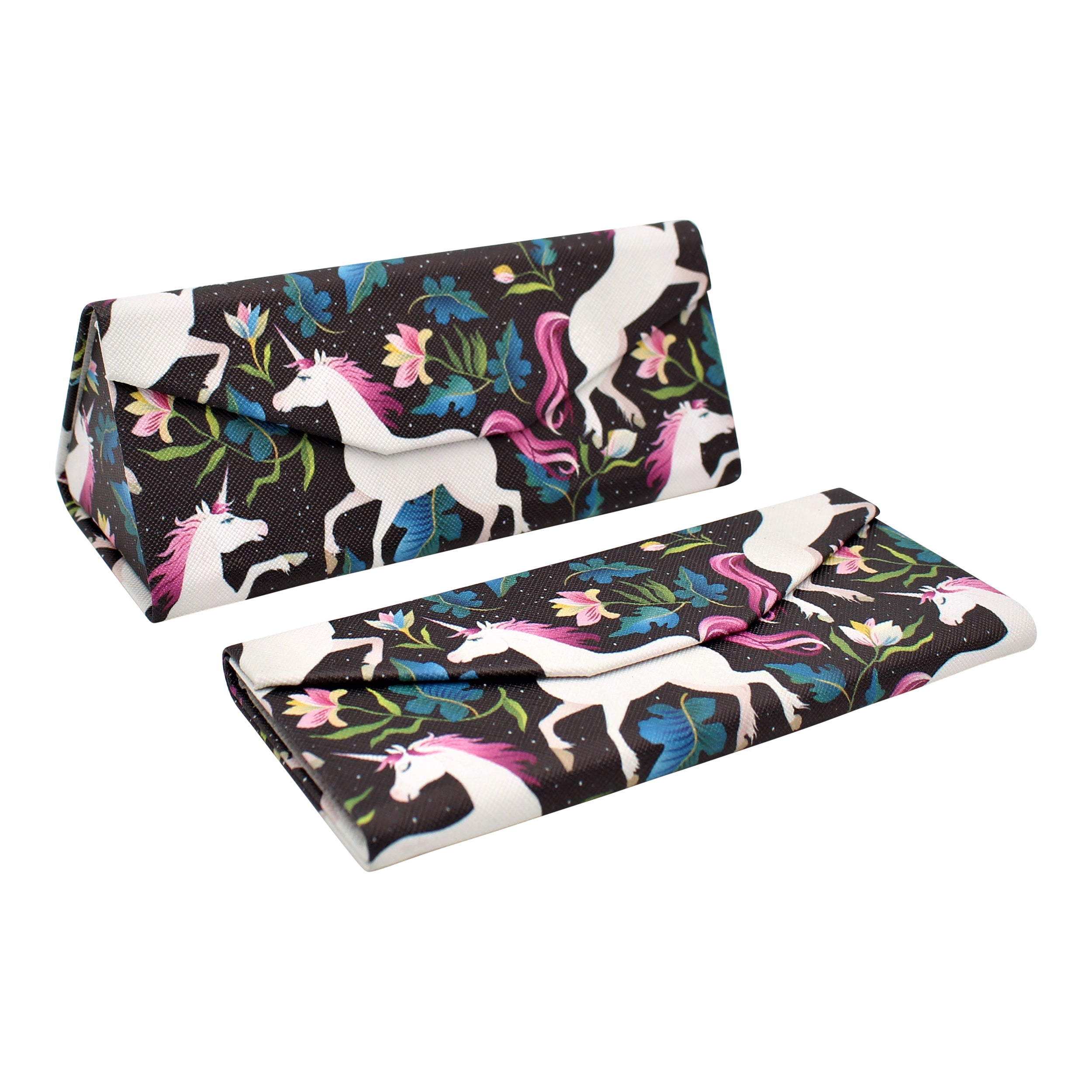 Unicorn Print Glasses Case - Vegan Leather Magic Folding Hardcase