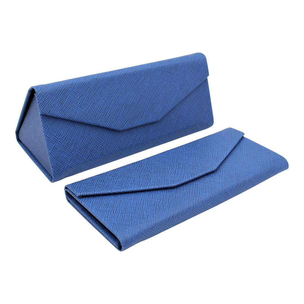 Navy Solid Color Glasses Case - Vegan Leather Magic Folding Hardcase