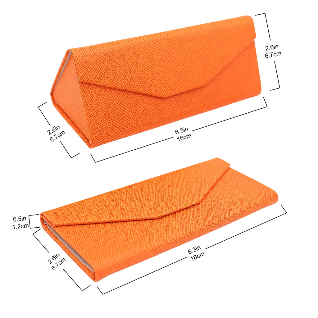 Orange Solid Color Glasses Case - Vegan Leather Magic Folding Hardcase