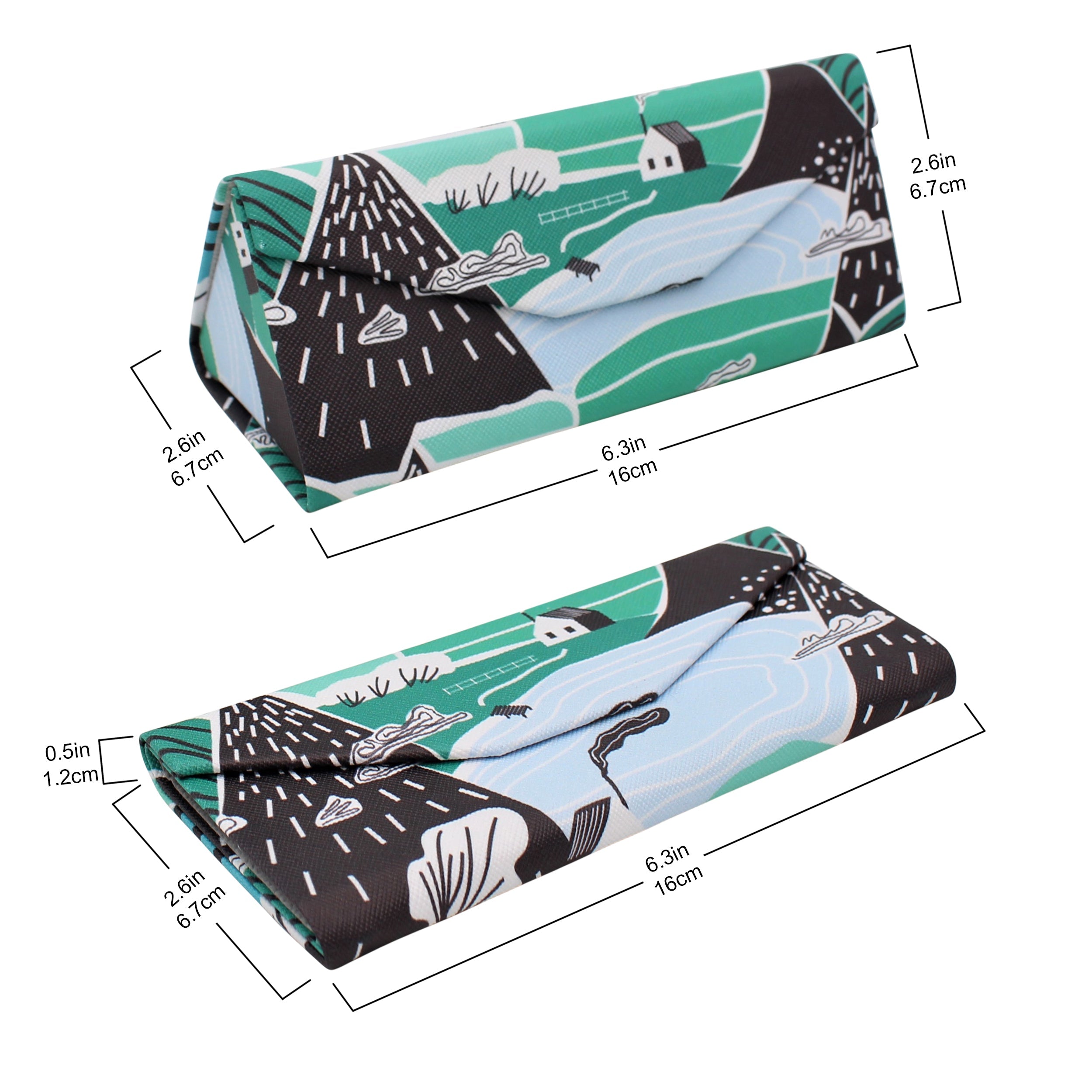 Farm House Print Glasses Case - Vegan Leather Magic Folding Hardcase