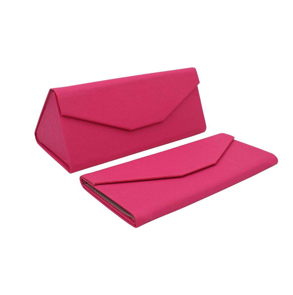Fuchsia Solid Color Glasses Case - Vegan Leather Magic Folding Hardcase