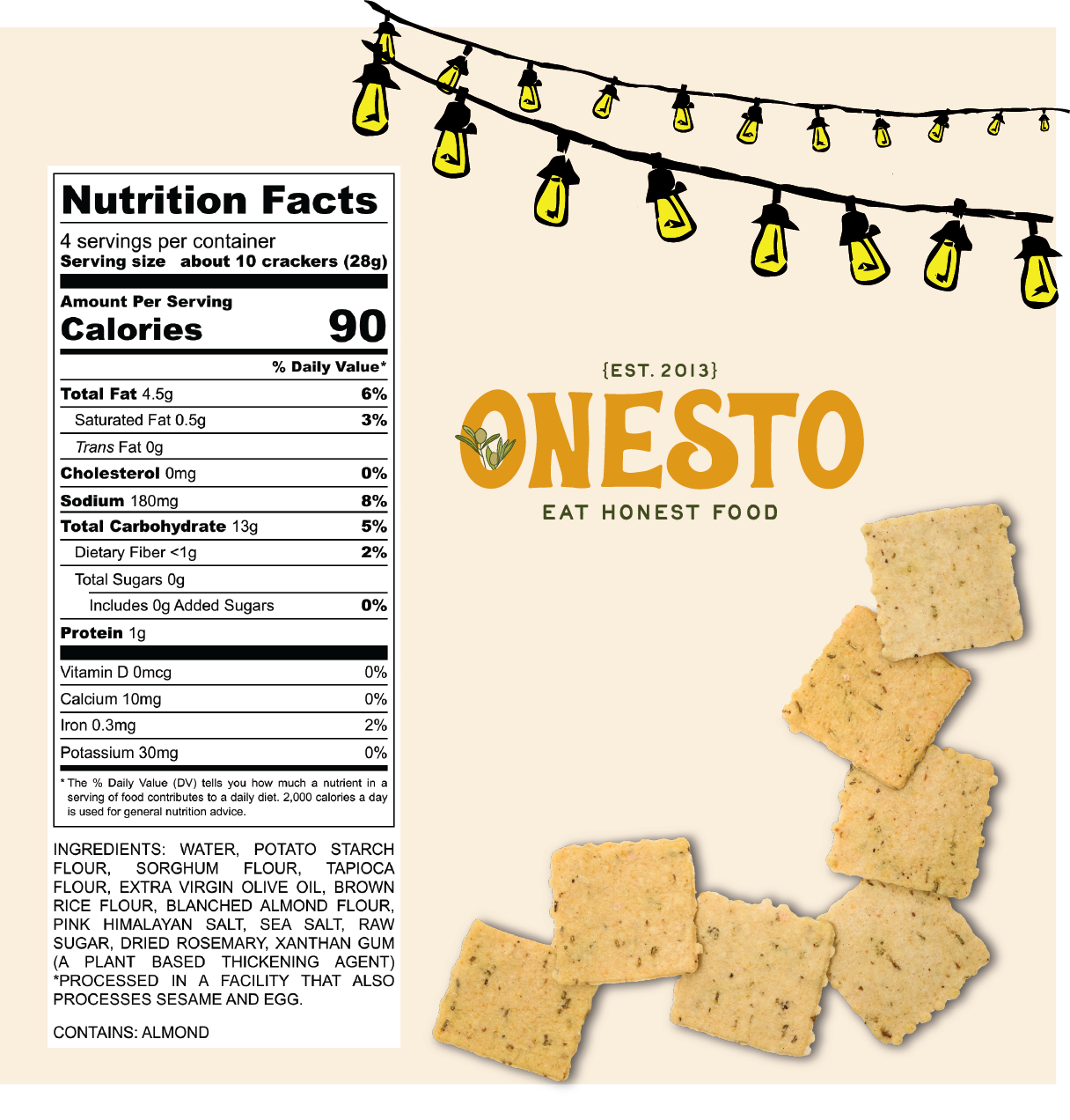 Onesto Gluten-Free Rosemary Crackers
