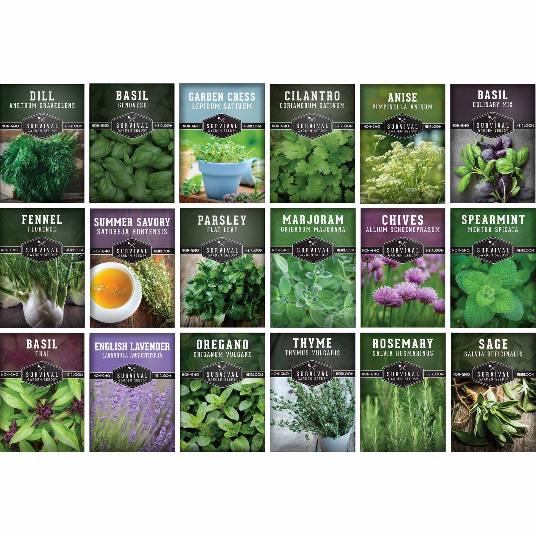 18 Culinary Herb Seed Collection – Heirloom Herbs for Cooking, Teas, Remedies & Year-Round Kitchen Gardens