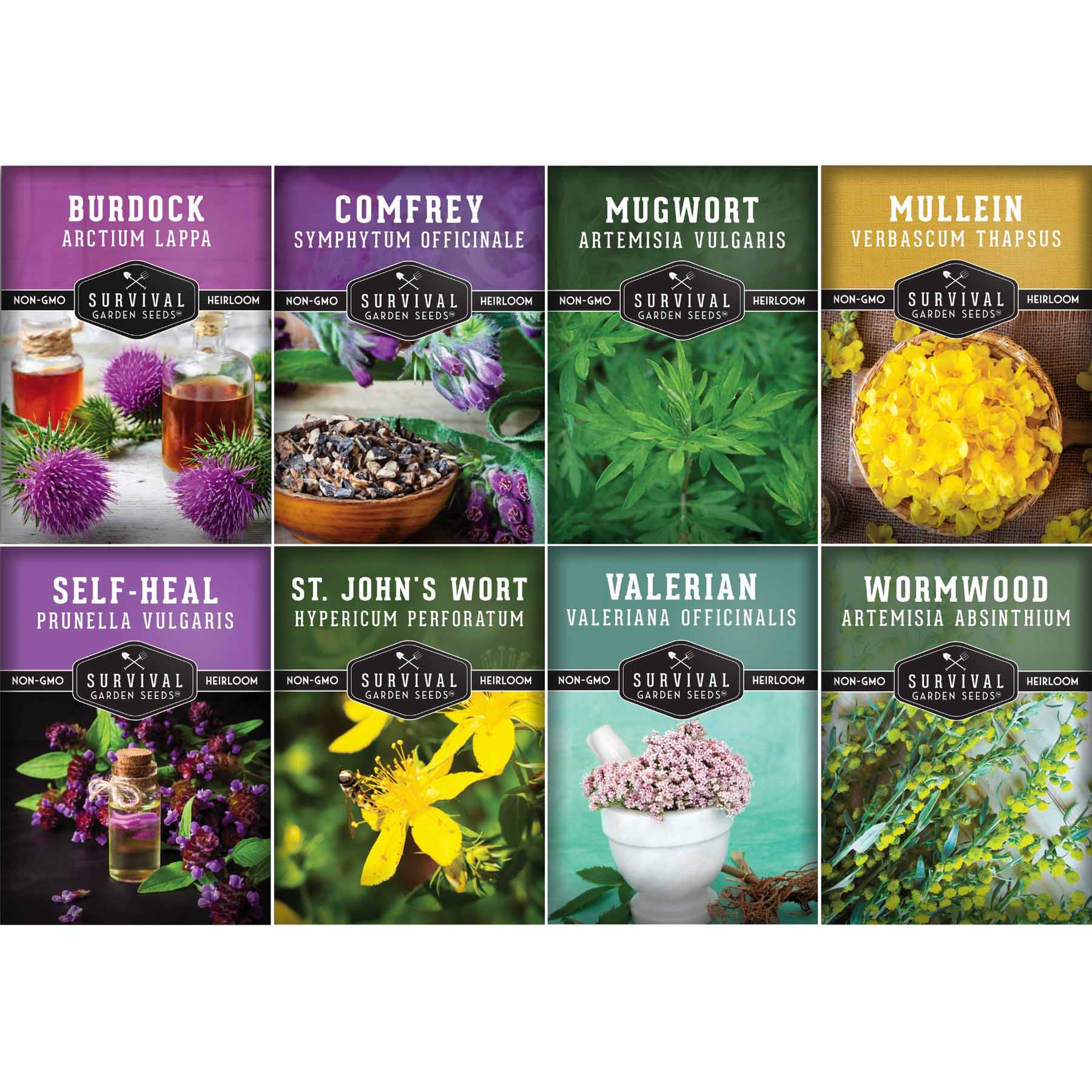 Herbalist Bundle – 8-Varieties of Heirloom Perennial & Biennial Healing Plants for Advanced Apothecary Gardens