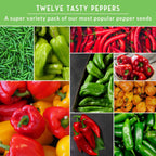 12-Variety Heirloom Pepper Seed Collection – Non-GMO Hot & Sweet Peppers for Home and Container Gardens