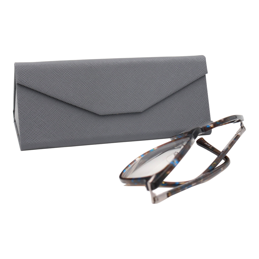Grey Solid Color Glasses Case - Vegan Leather Magic Folding Hardcase