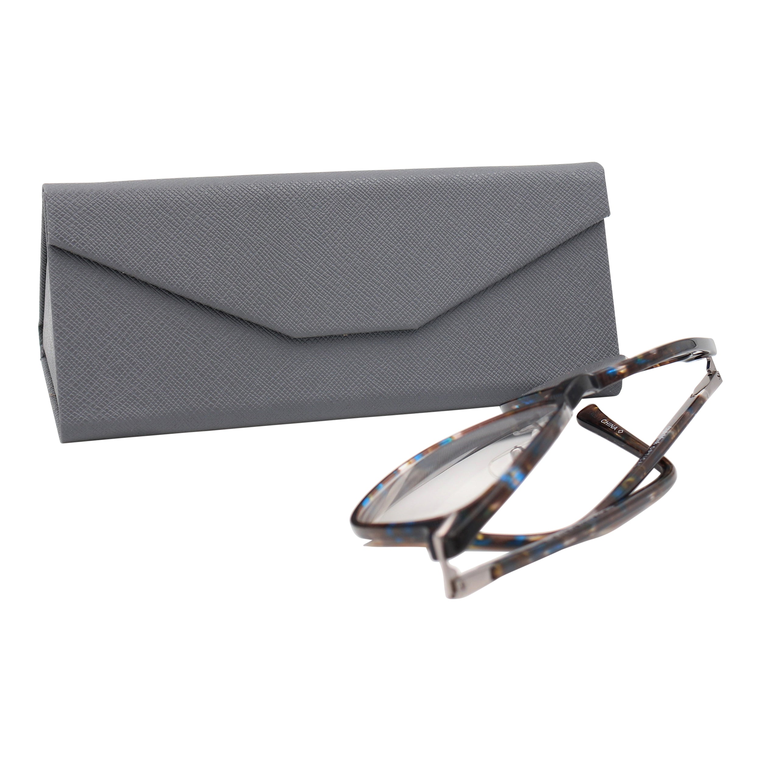 Grey Solid Color Glasses Case - Vegan Leather Magic Folding Hardcase