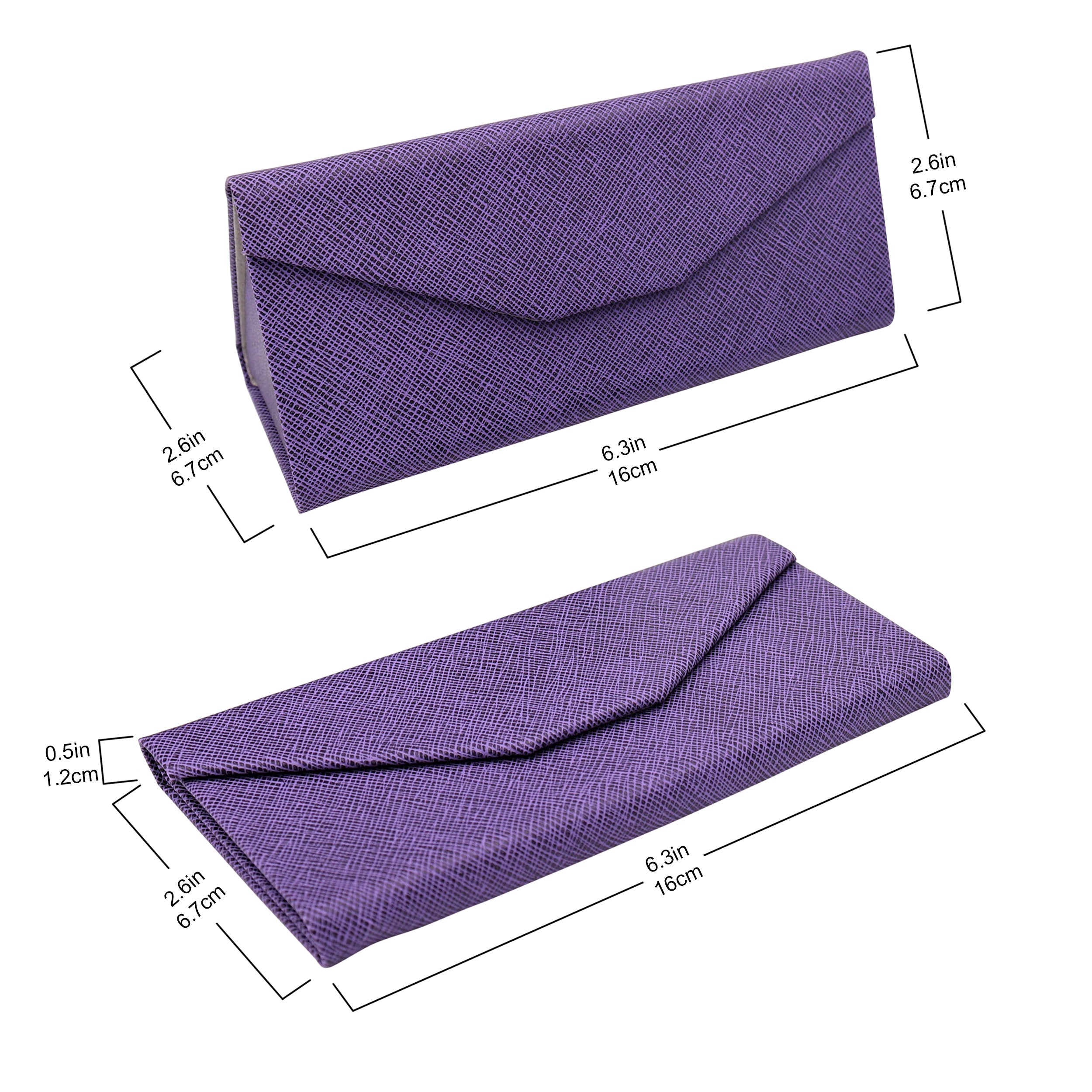Purple Solid Color Glasses Case - Vegan Leather Magic Folding Hardcase