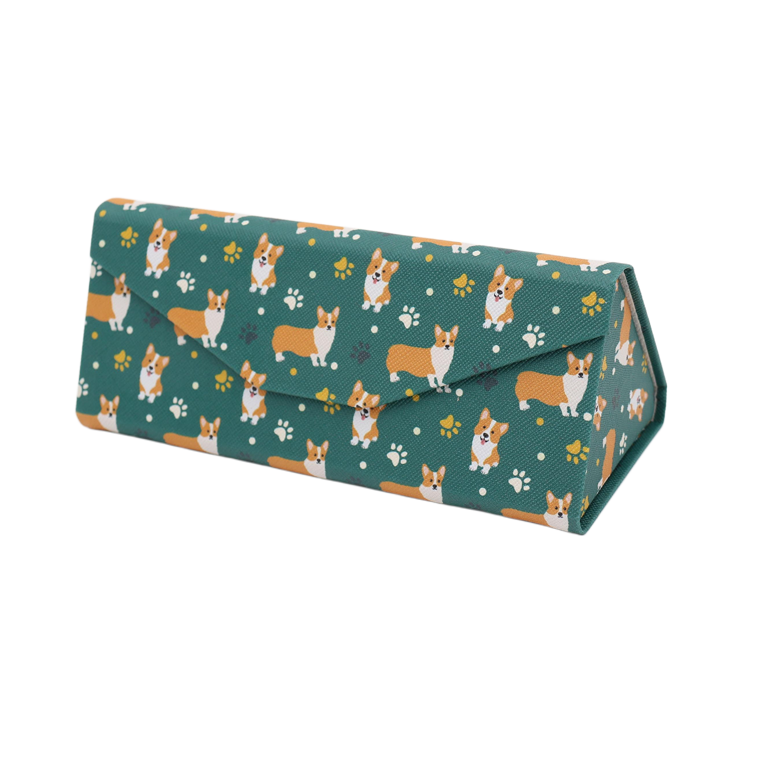 Welsh Corgi Print Glasses Case - Vegan Leather Magic Folding Hard Case