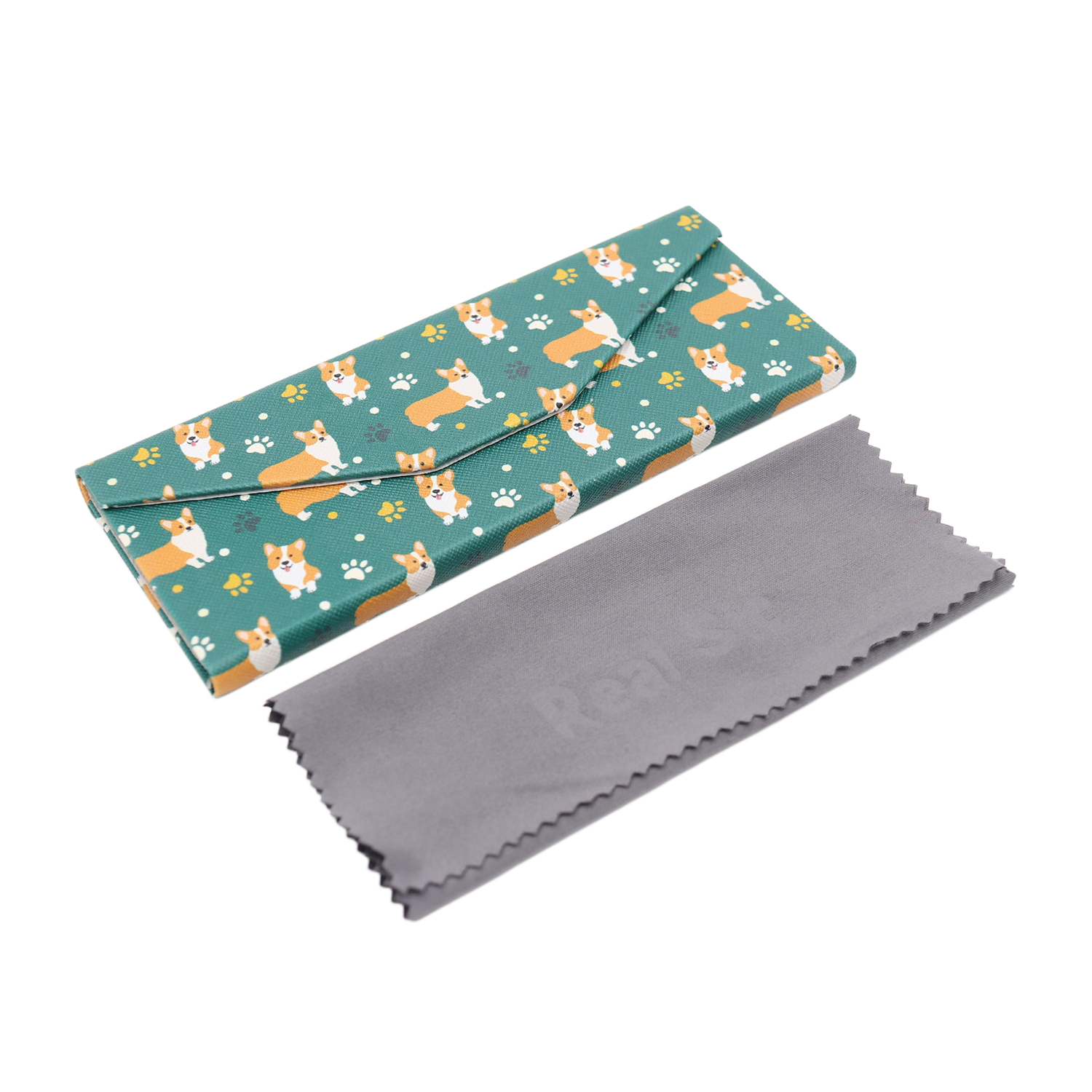 Welsh Corgi Print Glasses Case - Vegan Leather Magic Folding Hard Case
