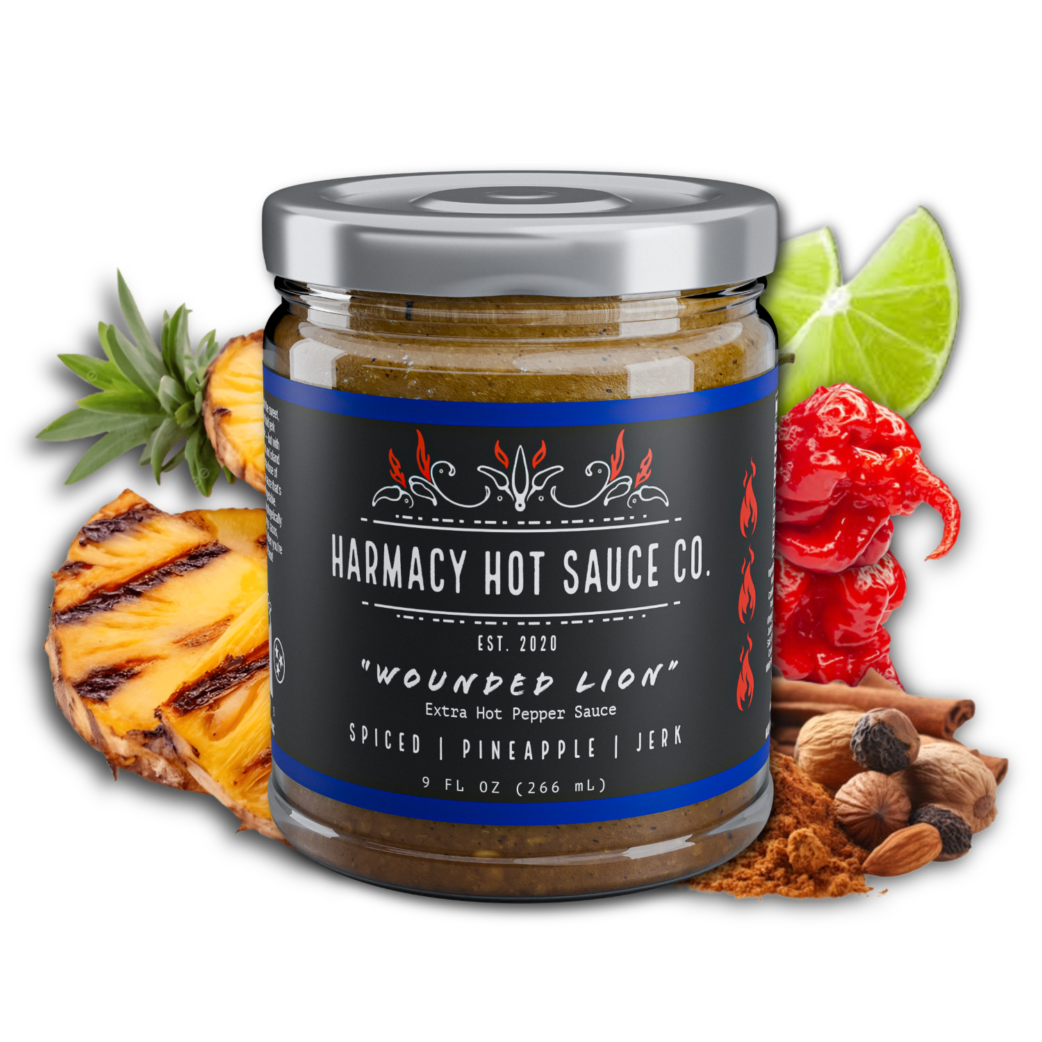 Wounded Lion - Extra Hot Pineapple Jerk Sauce (9oz)