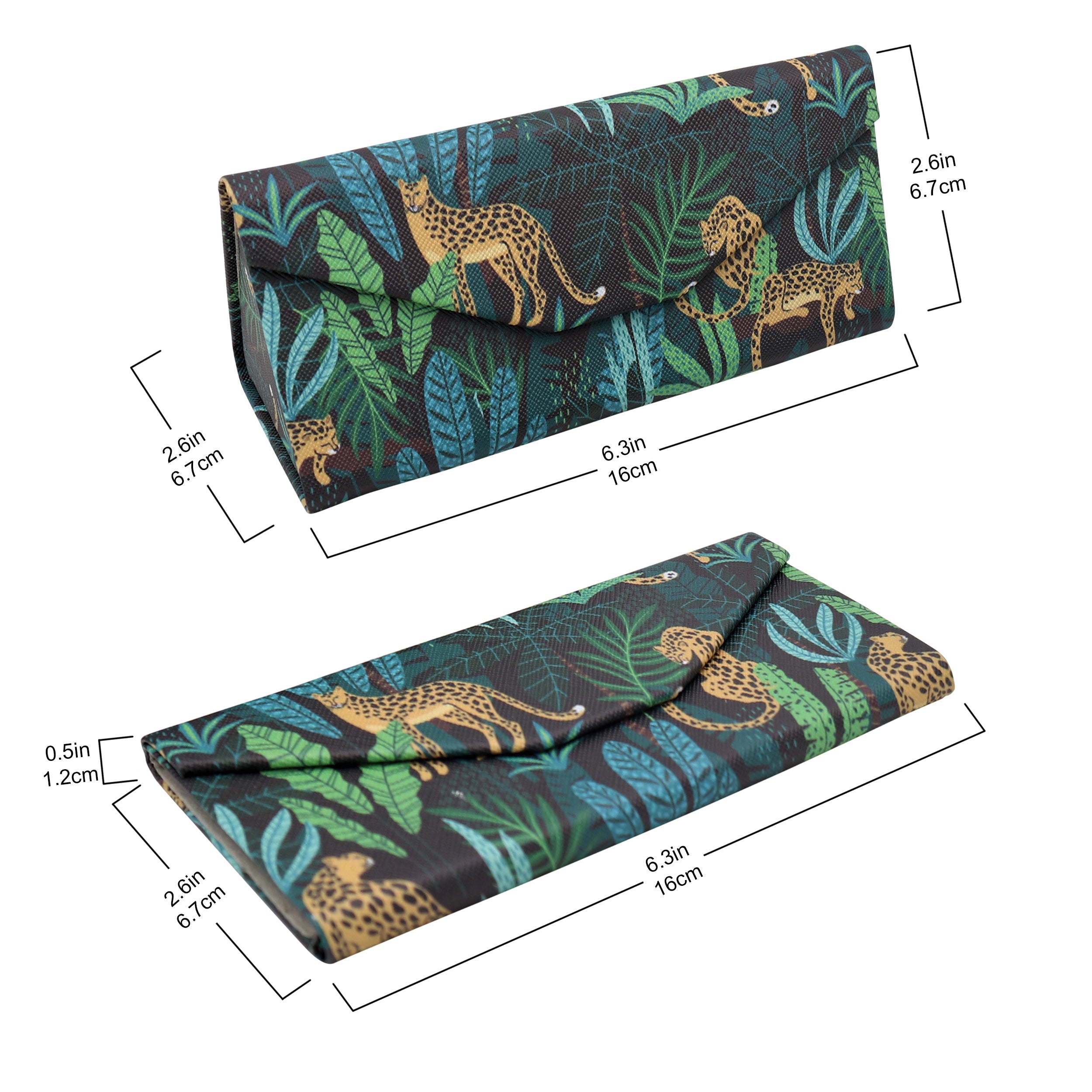 Cheetah Print Glasses Case - Vegan Leather Magic Folding Hardcase