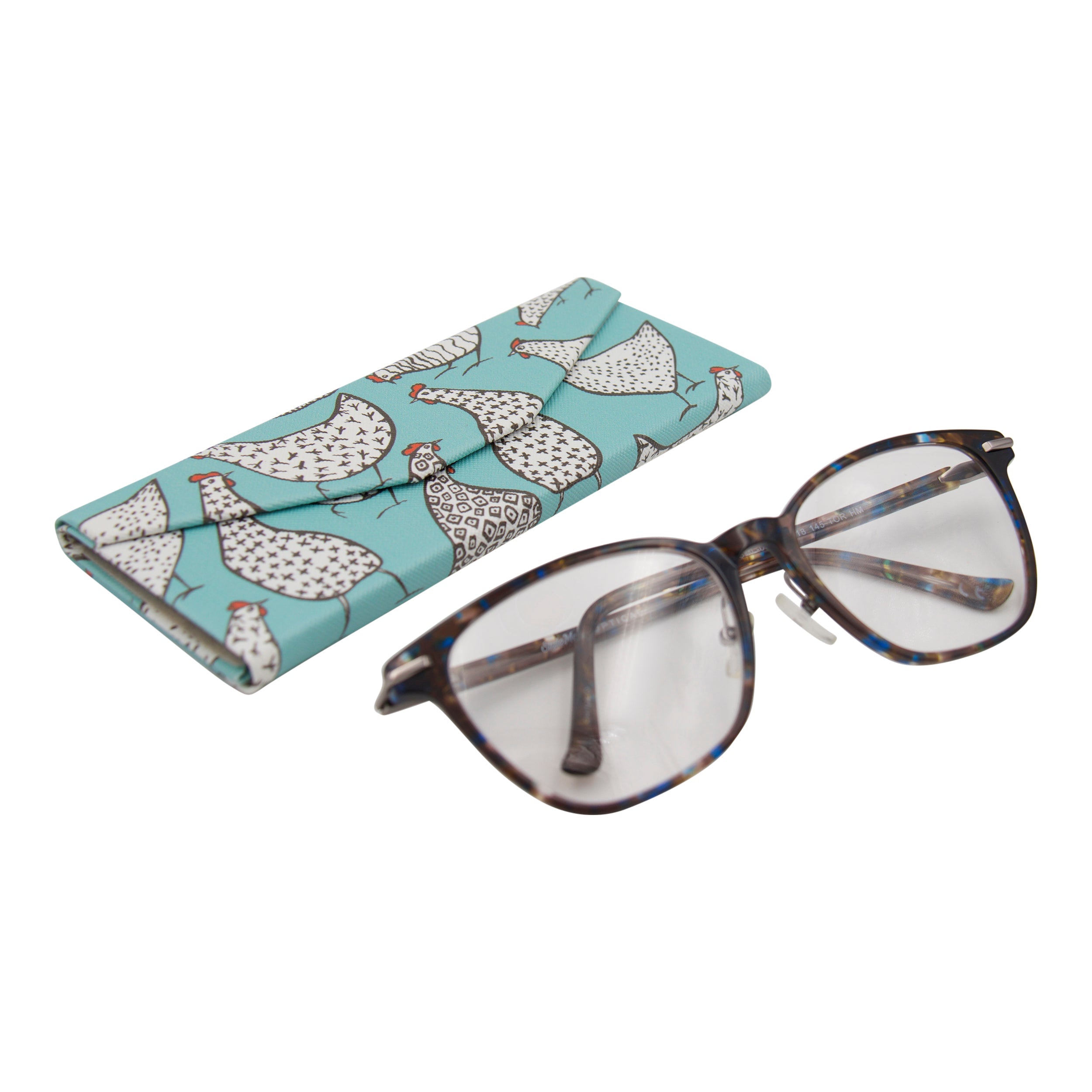 Chicken Print Glasses Case - Vegan Leather Magic Folding Hardcase
