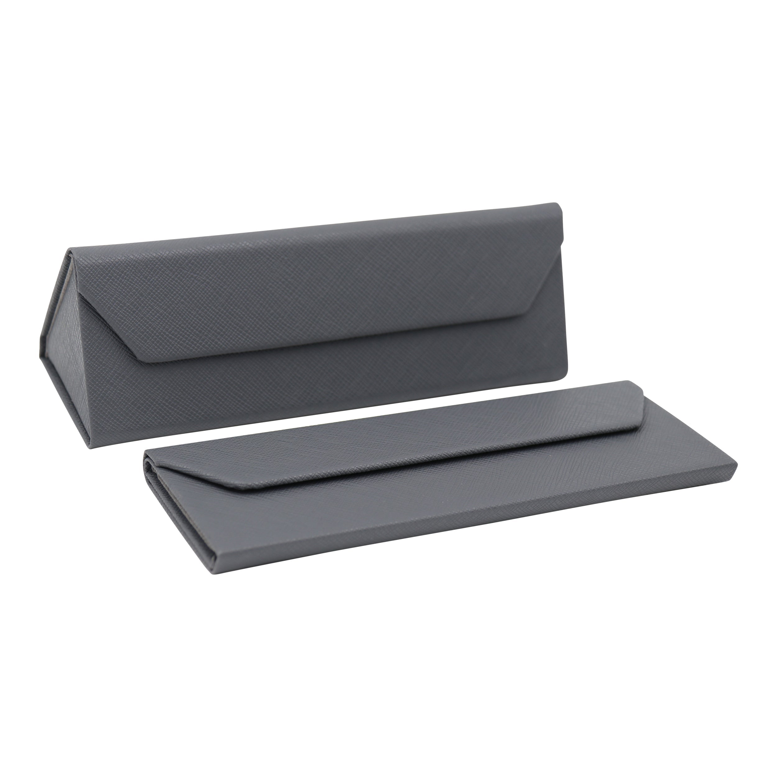 Grey Solid Color Glasses Case - Vegan Leather Magic Folding Hardcase