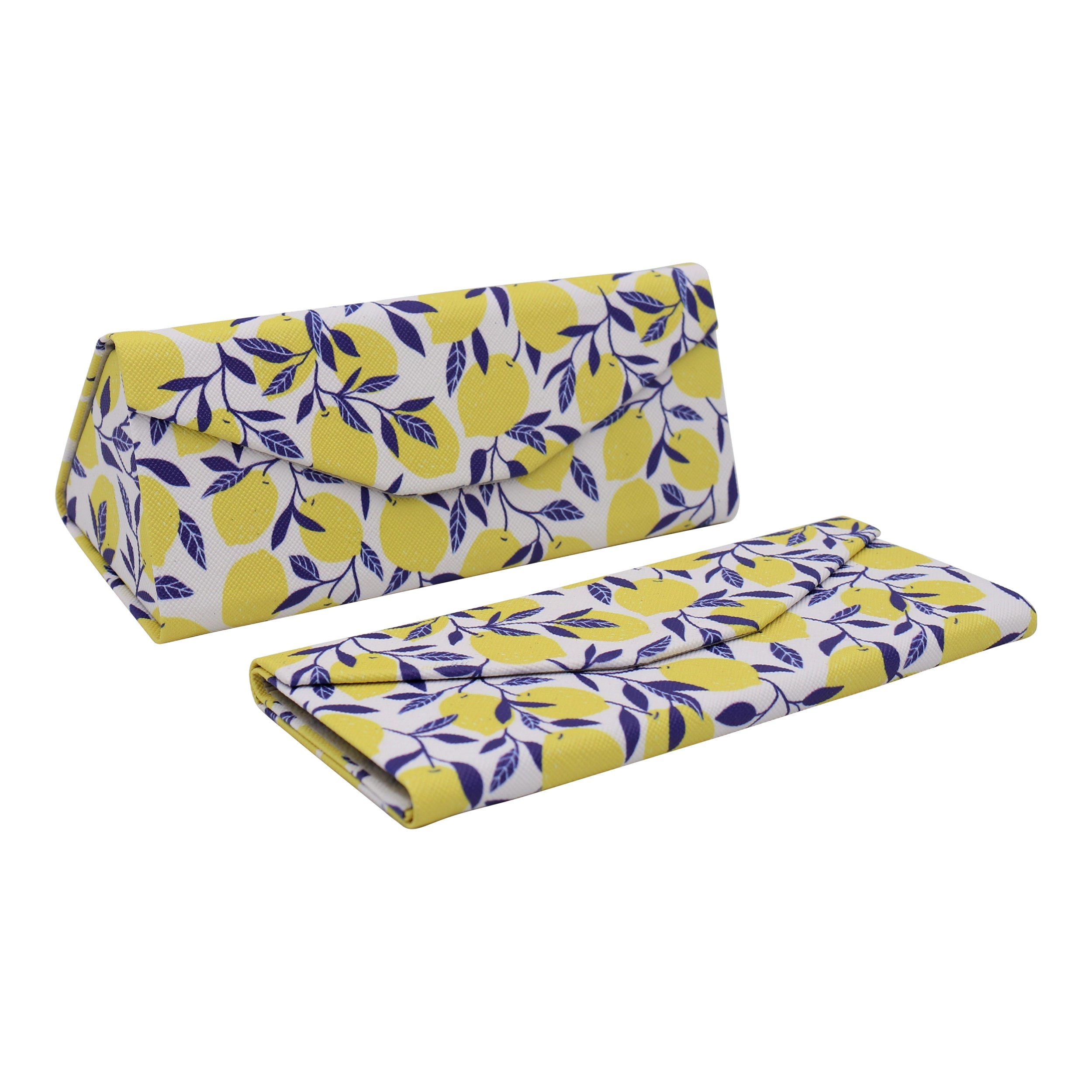 Lemon Print Glasses Case - Vegan Leather Magic Folding Hardcase